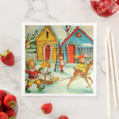 サンタクロース小人ヴィンテージクリスマスイラストレーションN (インサイチュ)