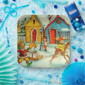 サンタクロース小人ヴィンテージクリスマスノースポール ペーパープレート (パーティー)