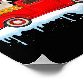 サンタクロース山羊に乗る赤トラックのクリスマスツリークリスマ ポスター (角)