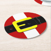 サンタクロース帯赤黄色と白 ラウンドペーパーコースター (アングル)