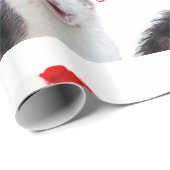 サンタクロース帽と赤いリボンのクリスマスネコ ラッピングペーパー (ロールコーナー)