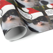 サンタクロース帽と赤いリボンのクリスマスネコ ラッピングペーパー (ロールコーナー)