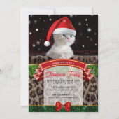 サンタクロース帽の白猫 招待状 (正面)