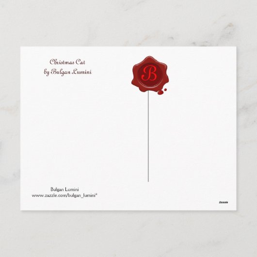 サンタクロース帽の黒いクリスマス猫 シーズンポストカード (裏面)