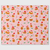 サンタクロース帽をかぶったカボチャ ラッピングペーパー (フラット)