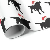 サンタクロース帽をかぶったクリスマスブラックラボドッグ ラッピングペーパー (ロールコーナー)