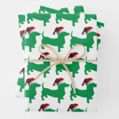 サンタクロース帽をかぶったダシュント ラッピングペーパーシート (インサイチュ)