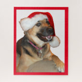 サンタクロース帽をかぶったドイツの羊飼い ジグソーパズル (縦)