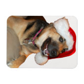 サンタクロース帽をかぶったドイツの羊飼い マグネット (横)