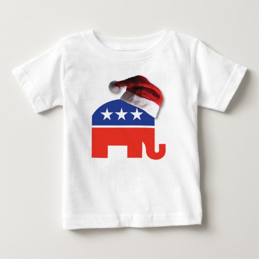 サンタクロース帽をかぶった共和党の象 ベビーTシャツ (正面)