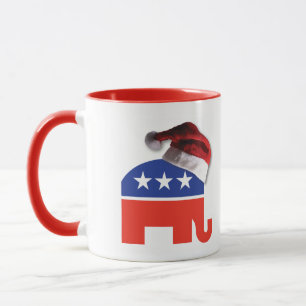 サンタクロース帽をかぶった共和党の象 マグカップ