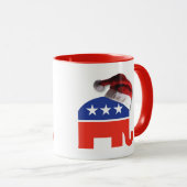 サンタクロース帽をかぶった共和党の象 マグカップ (正面右)