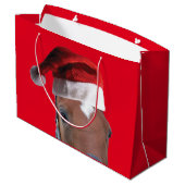 サンタクロース帽をかぶった馬 ラージペーパーバッグ (裏面アングル)