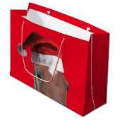 サンタクロース帽をかぶった馬 ラージペーパーバッグ (正面アングル)