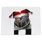 サンタクロース帽をかぶった馬 ラージペーパーバッグ (正面)