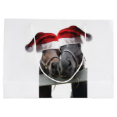 サンタクロース帽をかぶった馬 ラージペーパーバッグ (裏面)