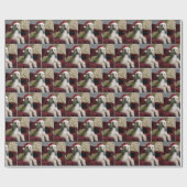 サンタクロース帽を持つアフガンハウンド ラッピングペーパー (フラット)