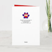 サンタクロース帽子と赤いリボンを持つクリスマスネコ シーズンカード (裏面)