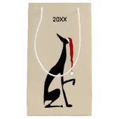 サンタクロース帽子のクリスマスを持つ犬 スモールペーパーバッグ (正面)