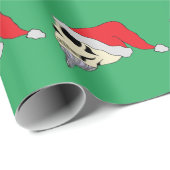 サンタクロース帽子のスカルと緑のギフトラップ ラッピングペーパー (ロールコーナー)