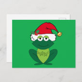 サンタクロース帽子の可愛いクリスマスカエル ポストカード (正面/裏面)