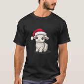 サンタクロース帽子の子羊に等しいクリスマス魔法 Tシャツ (正面)