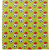 サンタクロース帽子の柄のクリスマスサッカーボール シャワーカーテン (正面)