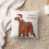サンタクロース帽子を持つアイリッシュセッター クッション (ブランケット)