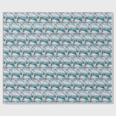 サンタクロース帽子を持つクリスマスペンギン ラッピングペーパー (フラット)