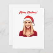 サンタクロース帽子メリークリスマスとイバンカトランプ シーズンカード (正面/裏面)