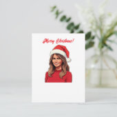 サンタクロース帽子メリークリスマスとメラニアトランプ シーズンカード (スタンド正面)