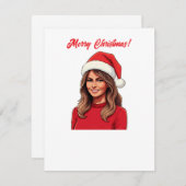 サンタクロース帽子メリークリスマスとメラニアトランプ シーズンカード (正面/裏面)