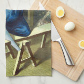 サンタクロース建物おもちゃ見たヴィンテージクリスマス キッチンタオル (四つ折り)