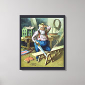 サンタクロース建物おもちゃ見たヴィンテージクリスマス キャンバスプリント (正面)