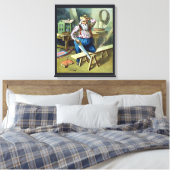 サンタクロース建物おもちゃ見たヴィンテージクリスマス キャンバスプリント (インサイチュ (寝室))