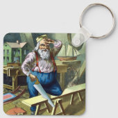 サンタクロース建物おもちゃ見たヴィンテージクリスマス キーホルダー (裏面)