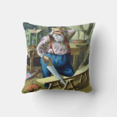 サンタクロース建物おもちゃ見たヴィンテージクリスマス クッション (裏面)