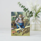 サンタクロース建物おもちゃ見たヴィンテージクリスマス シーズンカード (スタンド正面)