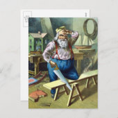 サンタクロース建物おもちゃ見たヴィンテージクリスマス シーズンポストカード (正面/裏面)