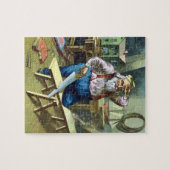 サンタクロース建物おもちゃ見たヴィンテージクリスマス ジグソーパズル (横)