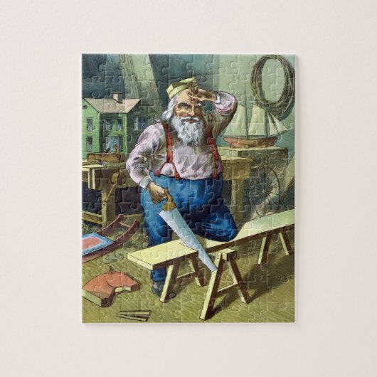 サンタクロース建物おもちゃ見たヴィンテージクリスマス ジグソーパズル (縦)