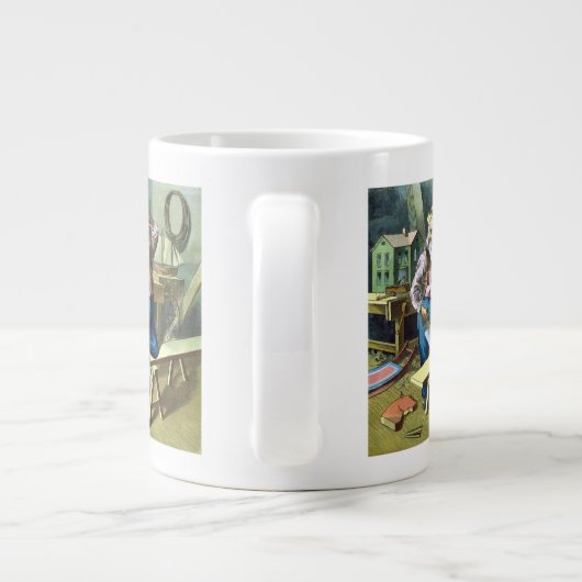 サンタクロース建物おもちゃ見たヴィンテージクリスマス ジャンボコーヒーマグカップ (裏面)