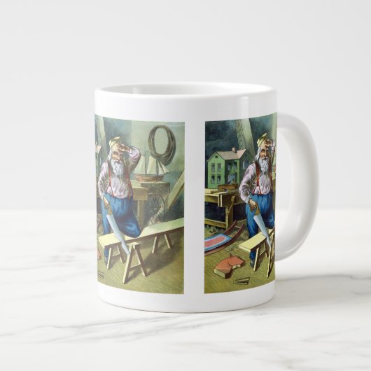 サンタクロース建物おもちゃ見たヴィンテージクリスマス ジャンボコーヒーマグカップ (正面右)