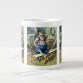 サンタクロース建物おもちゃ見たヴィンテージクリスマス ジャンボコーヒーマグカップ (正面)