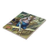 サンタクロース建物おもちゃ見たヴィンテージクリスマス タイル (側面)