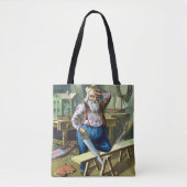 サンタクロース建物おもちゃ見たヴィンテージクリスマス トートバッグ (正面)