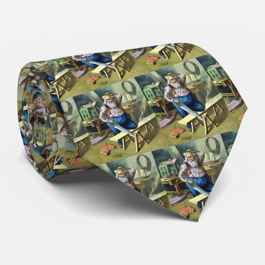 サンタクロース建物おもちゃ見たヴィンテージクリスマス ネクタイ (ロール)