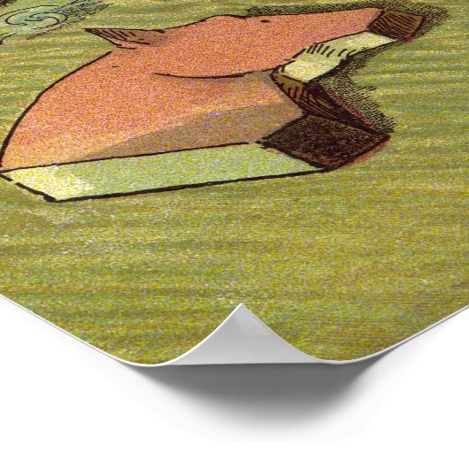 サンタクロース建物おもちゃ見たヴィンテージクリスマス ポスター (角)