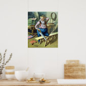 サンタクロース建物おもちゃ見たヴィンテージクリスマス ポスター (キッチン)