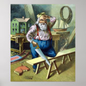 サンタクロース建物おもちゃ見たヴィンテージクリスマス ポスター (正面)